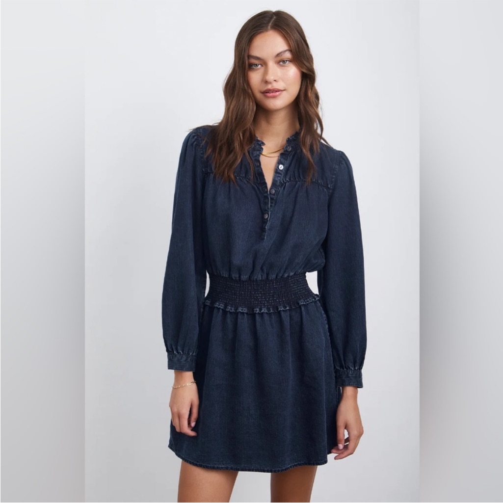 Rails Shawna Mini Dress Small Dark Vintage Blue Black Eco Collection Nwt